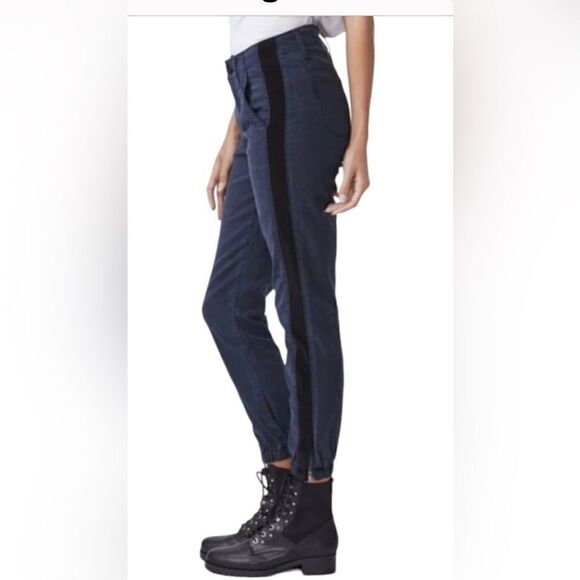 PAIGE Mayslie Jogger in navy with black velvet side stripe utility cargo pant 28 - Picture 2 of 10